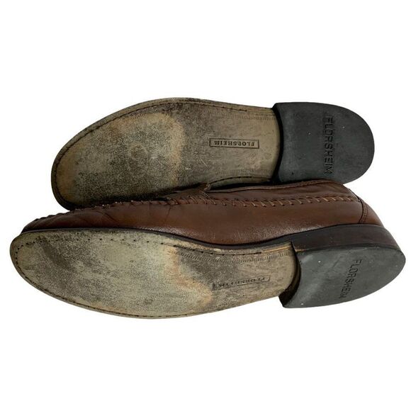 Florsheim Pisa Moc Toe Tassel Dress Loafers 9.5D Cognac Crocodile Print Leather